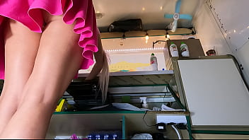 Sexy babe upskirted at work by naughty and pervert boss