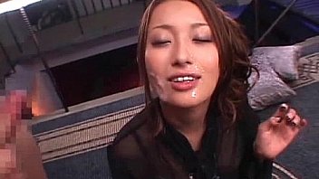 Beautiful asian slut gets bukakke after