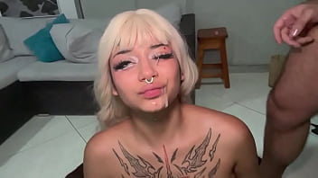 She’s mad the cum got in her eye