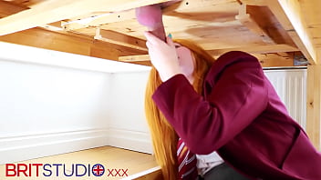 Victoria greene sucks cock and gets her uniform drenched in cum at the milking table