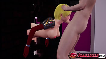 Sexy anime girl in red bikini and leotard animation intense gloryhole blowjob huge cock handjob service no hands blowjob with cum on face in honey select 2