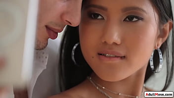 Petite asian may thai is kissed by her licks her shaved pussy while fingering her tight small tits brunette deepthroats and is analed