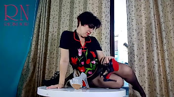 Nice Lady In Pantyhose And Heels Striptease At The Round Table 32 thumbnail