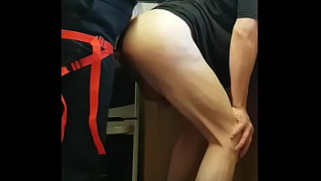 Ass to mouth dildo insertion