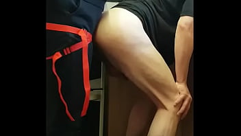 Ass to mouth dildo insertion