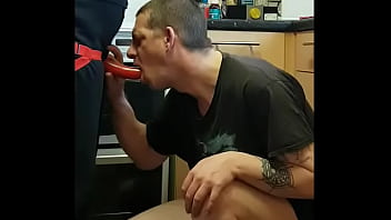 Ass to mouth dildo insertion