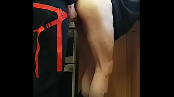 Ass to mouth dildo insertion