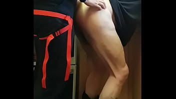 Ass to mouth dildo insertion