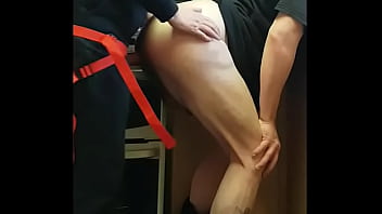 Ass to mouth dildo insertion