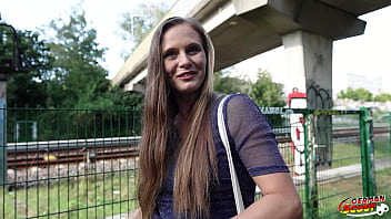 German scout natural girl riddy with hairy pussy get multiple orgasm at pick up casting