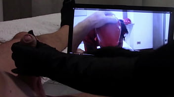 Preview gift to my biggest handjob in gloves while is watching one of my vids with cumshot
