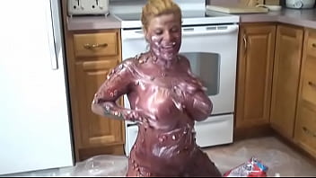 Chubby latina angel rubs her huge boobs with whipped cream Chubby latina angel rubs her huge boobs with whipped cream