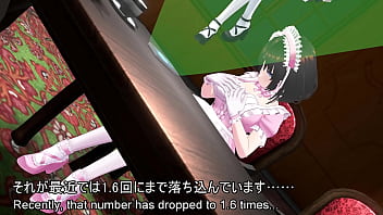 The young maid girl's innocent self pleasure～the fingers groping her breasts and the not too thick thighs peeking out from the slit in her maid skirt