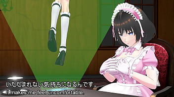 The young maid girl's innocent self pleasure～the fingers groping her breasts and the not too thick thighs peeking out from the slit in her maid skirt