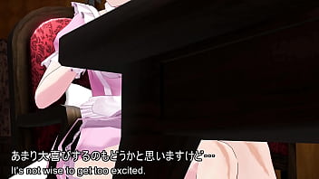 The young maid girl's innocent self pleasure～the fingers groping her breasts and the not too thick thighs peeking out from the slit in her maid skirt