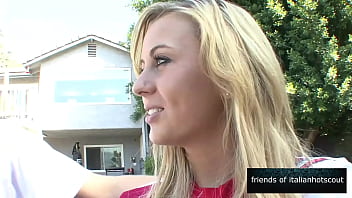 Blond girl with light eyes split by two males