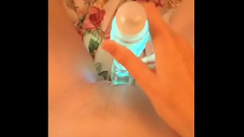 Masturbating and orgasm with light up vibrator
