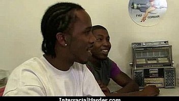 Busty blonde fucks and sucks a huge black monster cock 22