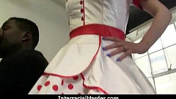 Busty blonde fucks and sucks a huge black monster cock 22