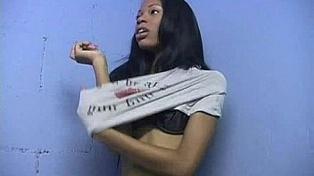 Ebony hottie milking cocks in the gloryhole 25