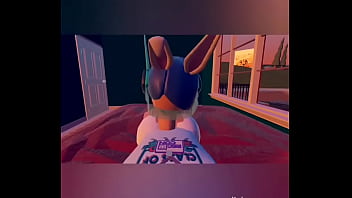 Recroom bunny deepthroats and rides cock