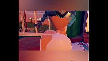 Recroom bunny deepthroats and rides cock