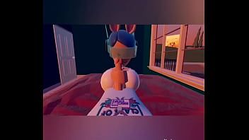 Recroom bunny deepthroats and rides cock