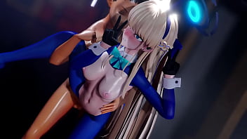 Toki faints with a double peace sign until he climaxes with a piston reverse bunny ver