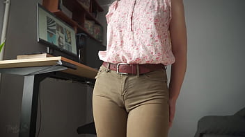 Hot secretary teases wedgie in jeans Hot secretary teases wedgie in jeans