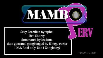 Sexy brazilian nympho bea cherry dominated by lezdom drinks pee then gets anal gangbanged by 5 huge cocks dap anal on