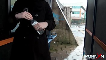 Skinny teen pissing ans stripping in public