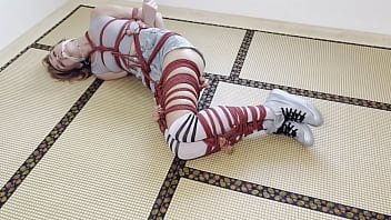 Naughty stepsister gets hogtied on the floor