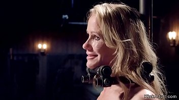 Gagged blonde milf gets tormented in dark dungeon Gagged blonde milf gets tormented in dark dungeon
