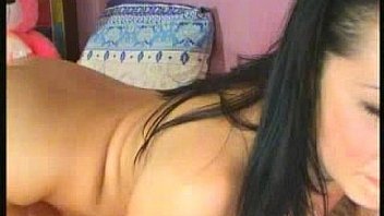 Gorgeous brunette fingering and fucking herself with a blue dildo 2