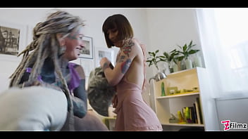 Lesbians tattooed friends loves getting asshole gape