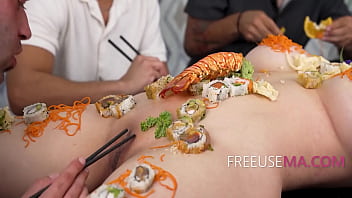 Chef serves her creations on her body for people to eat and use her however they please Chef serves her creations on her body for people to eat and use her however they please