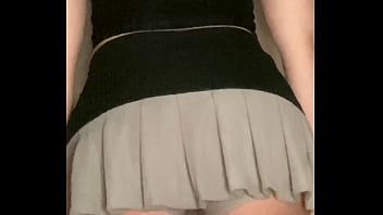 Sensual mini skirt leather knee high boots striptease