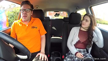 Brunette student with pale skin after driving class gets instructors big dick Brunette student with pale skin after driving class gets instructors big dick