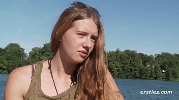 Horny amateur teen masturbating lakeside