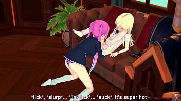 Lesbian lovers strip slow and scissor hard