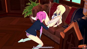 Lesbian lovers strip slow and scissor hard