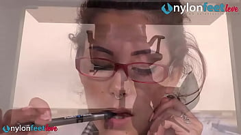 Office secretary nylon feet shoeplay