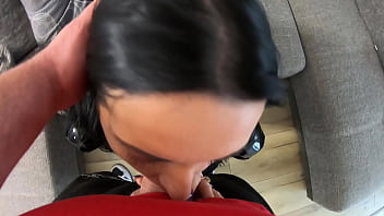 Leather clad american milf gets cum on her fur vest after a deep blowjob ep 246 preview