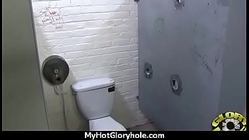 Horny ebony suck the juice from big white gloryhole 1