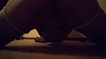 Babe rides dildo really hard