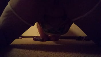 Babe rides dildo really hard