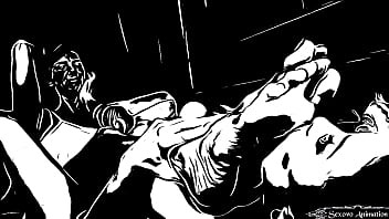 Animation lesbian girl licking big feet of amazon woman