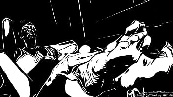 Animation lesbian girl licking big feet of amazon woman