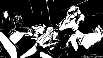 Animation lesbian girl licking big feet of amazon woman