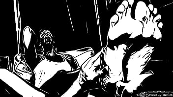 Animation lesbian girl licking big feet of amazon woman